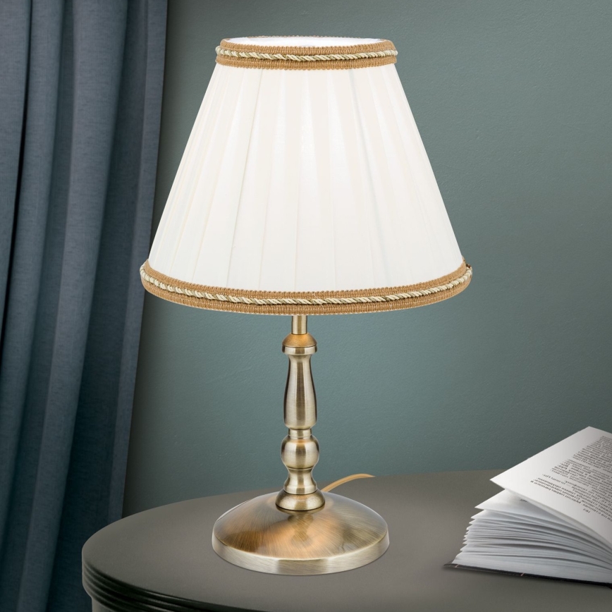 Tafellamp TONIA 1xE27/60W/230V diameter 25 cm wit/brons