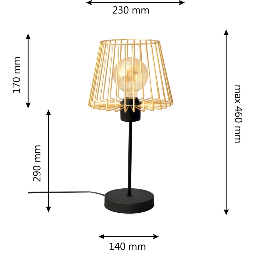 Tafellamp TORRI 1xE27/15W/230V goud/zwart