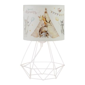 Tafellamp voor kinderkamer KIDS ROOM 1xE27/60W/230V Ø 18 cm met schattige diertjes