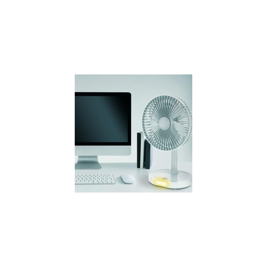 Draagbare tafelventilator met oplaadbare batterij en LED-lamp 3000mA/3,7V microUSB