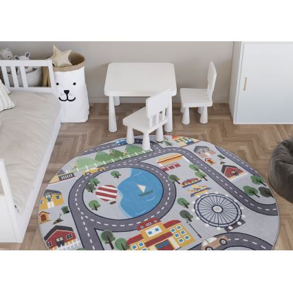 Tapis antidérapant pour enfants ARES STREETS 160 cm gris/ville