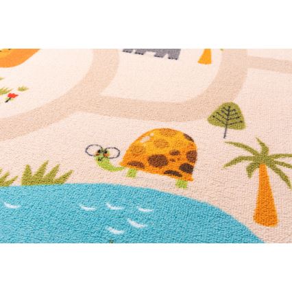 Tapis antidérapant pour enfants ARES STREETS 80 x 150 cm beige/safari