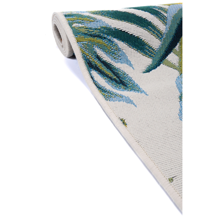 Tapis d'extérieur CAPPUCCINO 120x180 cm turquoise/motif feuillage