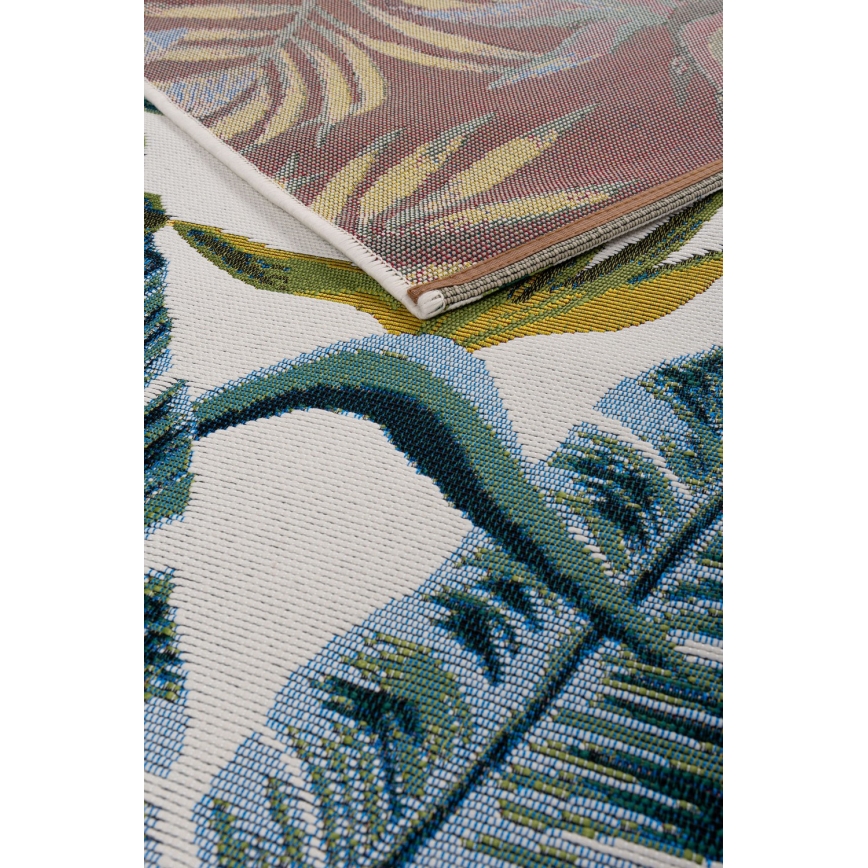 Tapis d'extérieur CAPPUCCINO 80x165 cm turquoise/blanc