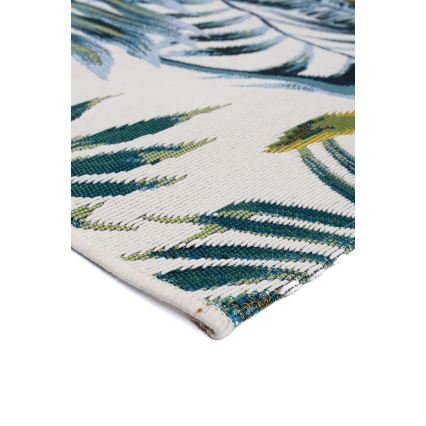 Tapis d'extérieur CAPPUCCINO 80x165 cm turquoise/blanc