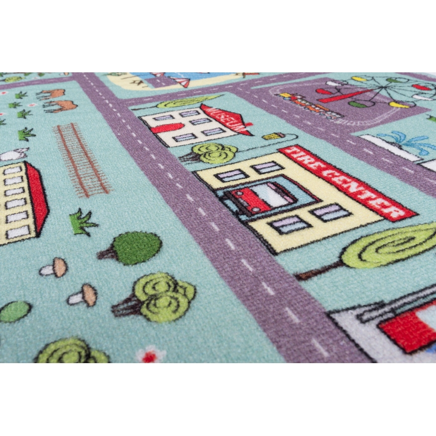 Tapis enfant STELLA STREETS 120x170 cm turquoise/ville