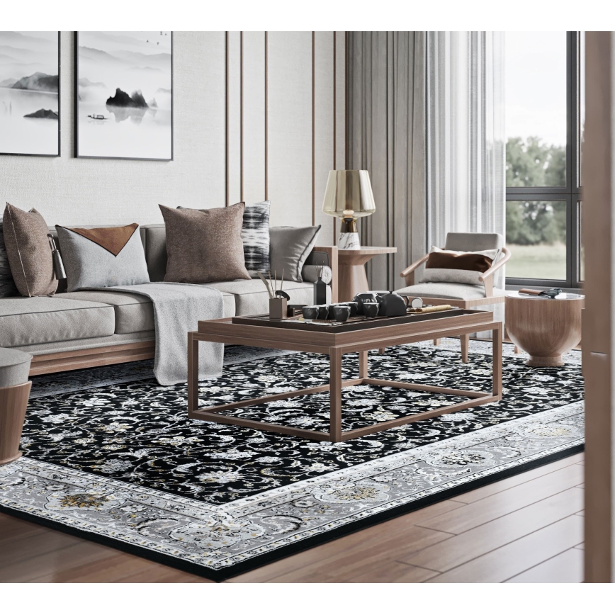 Tapis oriental GRECE 120x170 cm 2150 g/m2 noir/gris/blanc