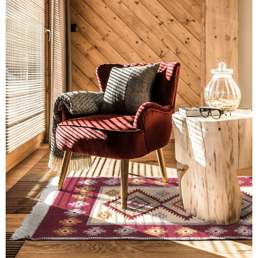 Tapis oriental réversible KILIM 80 x 150 cm rouge/beige