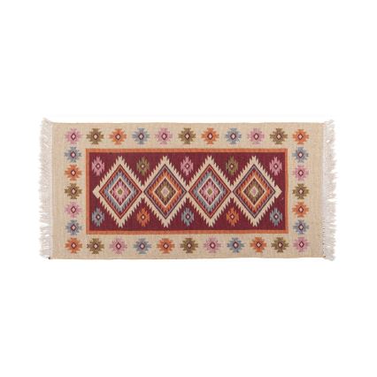 Tapis oriental réversible KILIM 80 x 150 cm rouge/beige