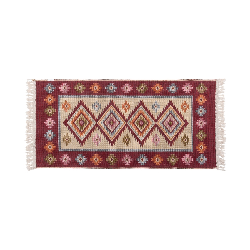 Tapis oriental réversible KILIM 80 x 150 cm rouge/beige