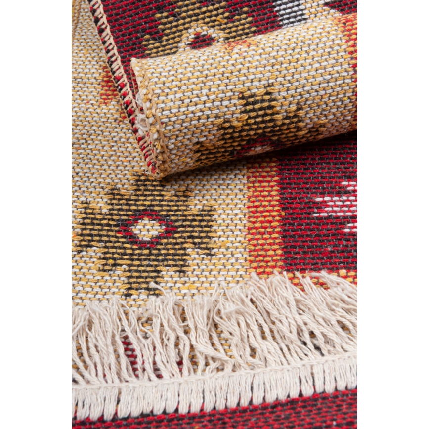 Tapis oriental réversible KILIM 80 x 150 cm rouge/beige