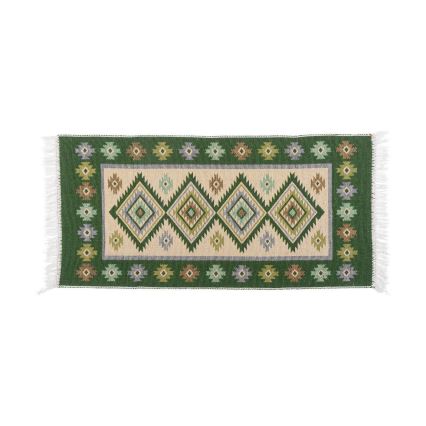 Tapis oriental réversible KILIM 80x150 cm vert/beige