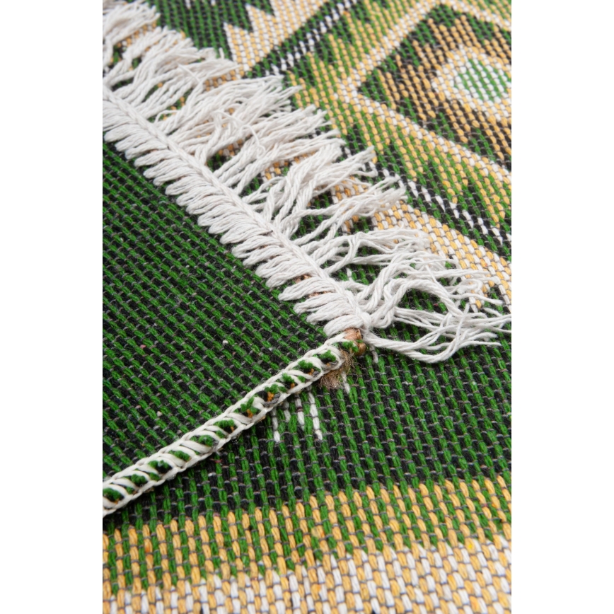 Tapis oriental réversible KILIM 80x150 cm vert/beige