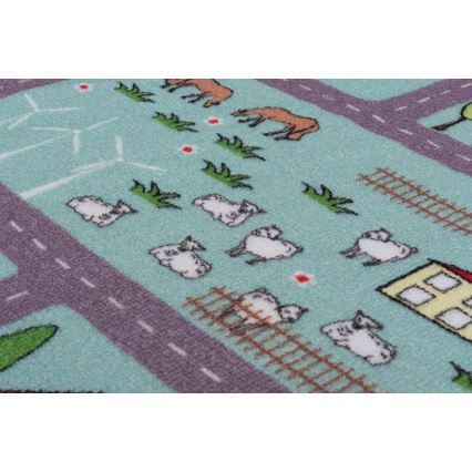 Tapis pour enfants STELLA STREETS 100 x 150 cm turquoise/ville