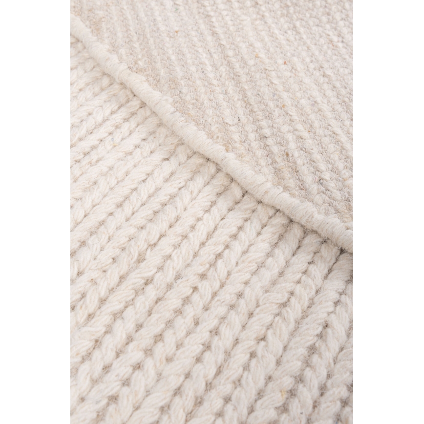 Tapis rond naturel FIR WOOL 160 cm 2600 g/m² crème