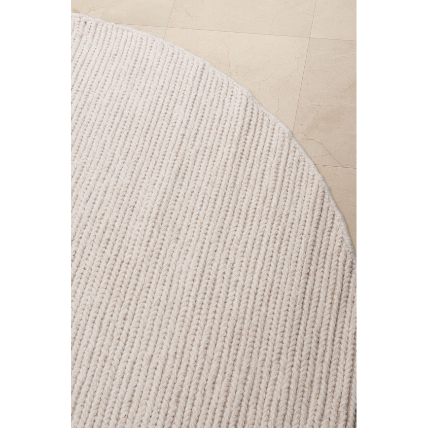 Tapis rond naturel FIR WOOL 160 cm 2600 g/m² crème