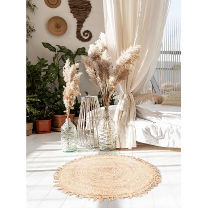 Tapis rond naturel JUTA 100 cm beige
