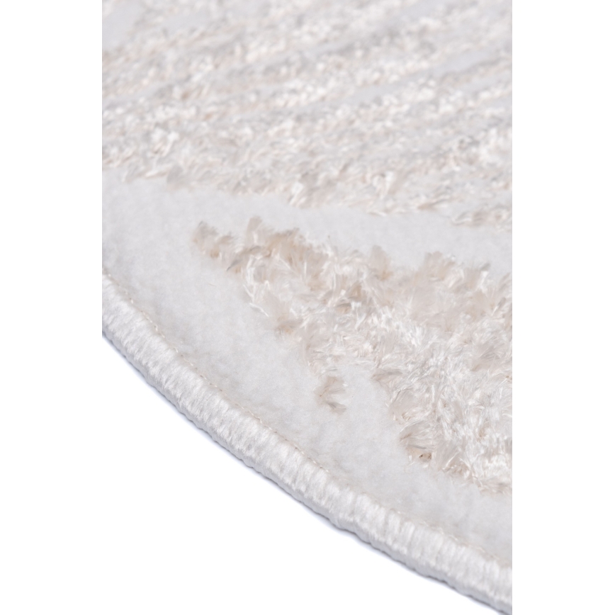 Tapis rond SALAMANCA 100 cm beige/blanc à motif de feuilles