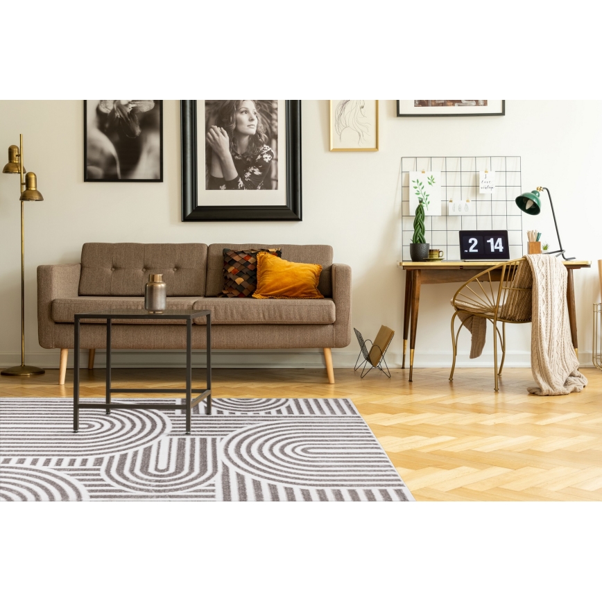 Tapis SALAMANCA 67x120 cm gris/blanc