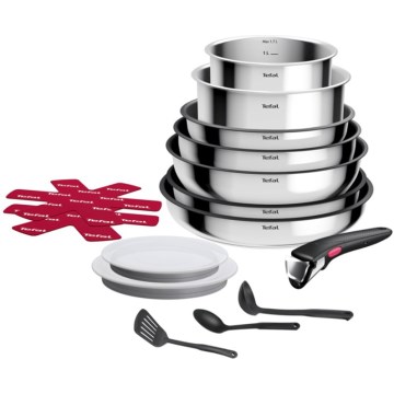 Tefal - 15-delige INGENIO COOK roestvrijstalen pannenset