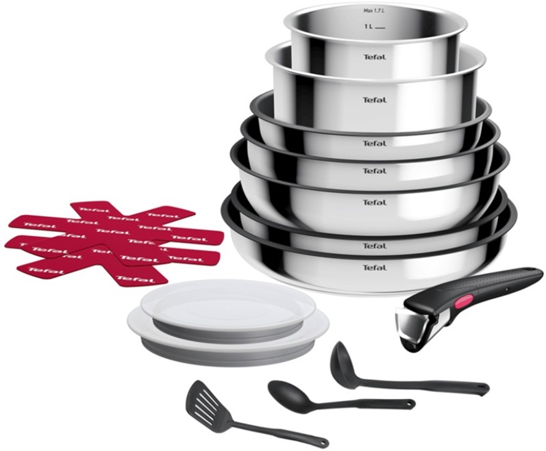 Tefal - 15-delige INGENIO COOK roestvrijstalen pannenset