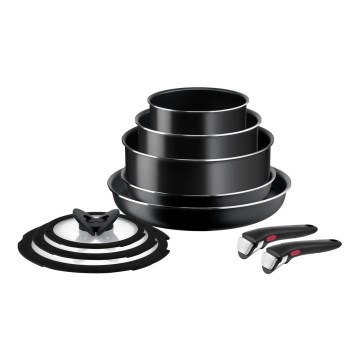 Tefal - Batterie de cuisine 10 pcs INGENIO EASY COOK &amp ; CLEAN BLACK