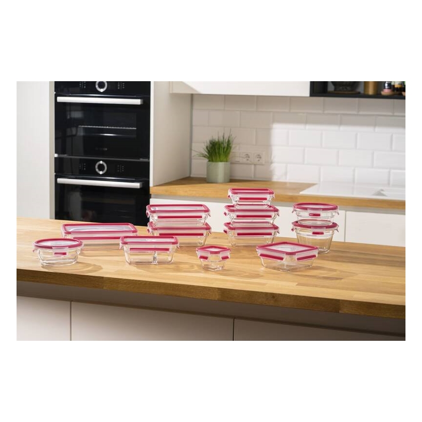 Tefal - Bewaarcontainer 1,1 l MSEAL GLASS rood/glas
