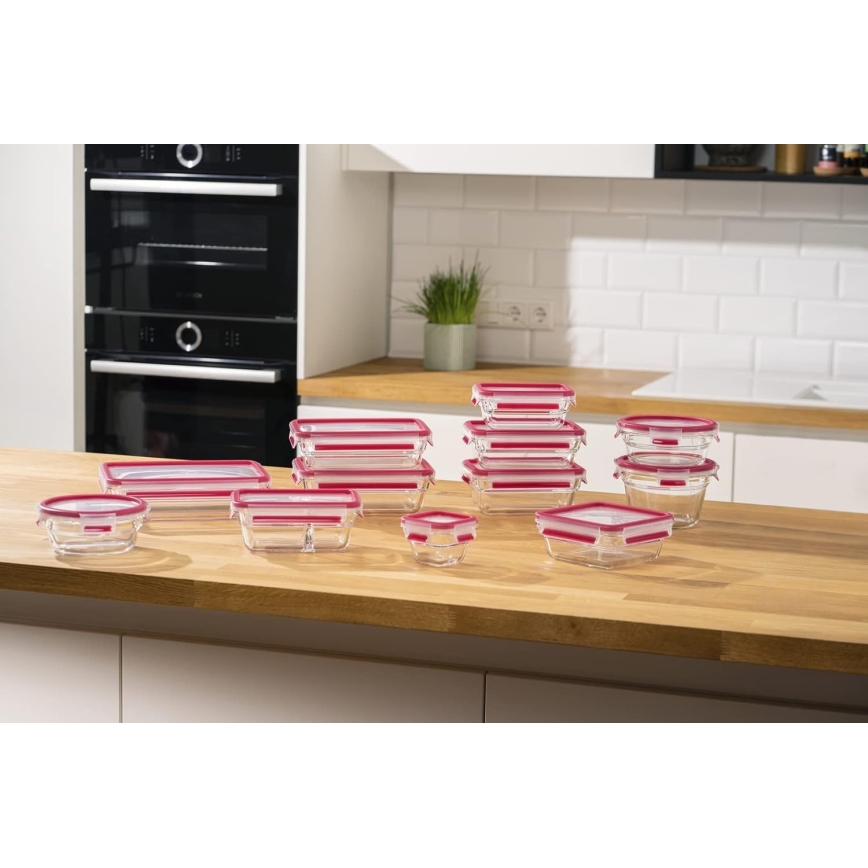 Tefal - Boîte hermétique pour aliments 0,8 L MSEAL GLASS rouge/verre