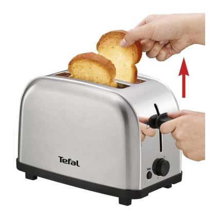 Tefal - Broodrooster met twee gaten ULTRA MINI 700W/230V mat chroom