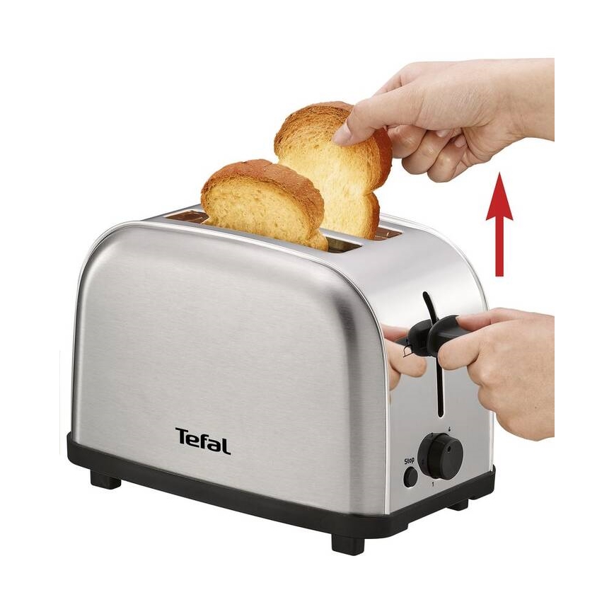 Tefal - Broodrooster met twee gaten ULTRA MINI 700W/230V mat chroom