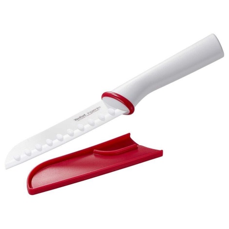 Tefal - Couteau céramique santoku INGENIO 13 cm blanc/rouge