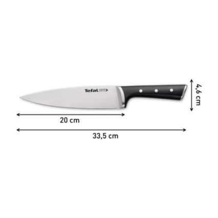 Tefal - Couteau en acier inoxydable chef ICE FORCE 20 cm chrome brillant/noir