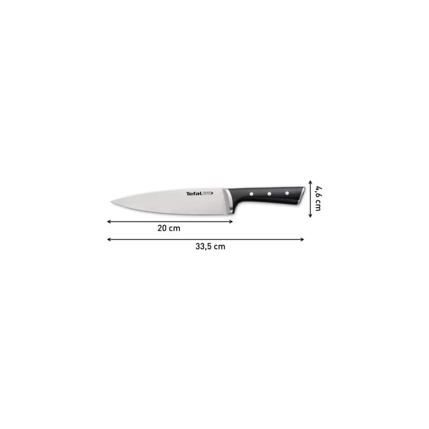 Tefal - Couteau en acier inoxydable chef ICE FORCE 20 cm chrome brillant/noir