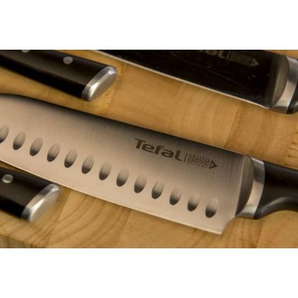 Tefal - Couteau en acier inoxydable santoku ICE FORCE 18 cm chrome brillant/noir