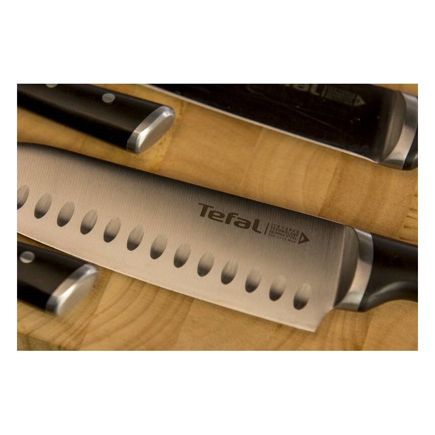 Tefal - Couteau en acier inoxydable santoku ICE FORCE 18 cm chrome brillant/noir