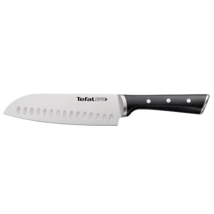 Tefal - Couteau en acier inoxydable santoku ICE FORCE 18 cm chrome brillant/noir