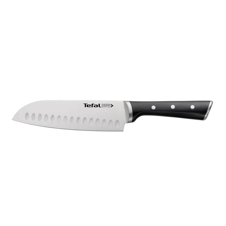 Tefal - Couteau en acier inoxydable santoku ICE FORCE 18 cm chrome brillant/noir