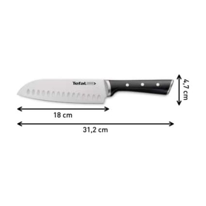 Tefal - Couteau en acier inoxydable santoku ICE FORCE 18 cm chrome brillant/noir