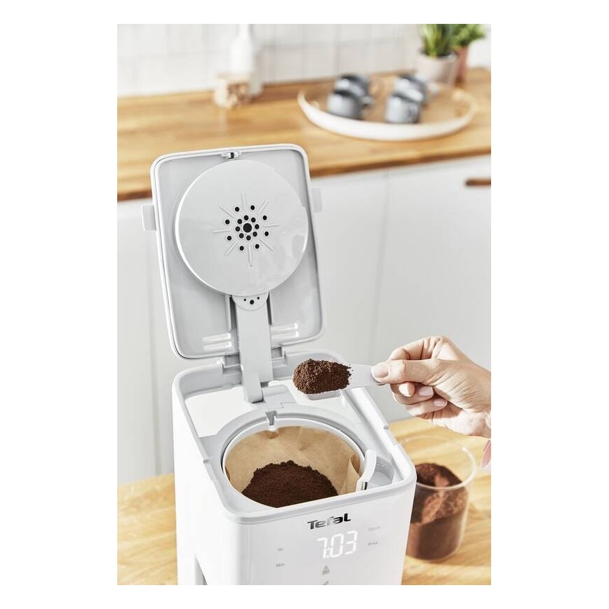 Tefal - Druppel koffiezetapparaat met LCD scherm SENSE 1000W/230V wit