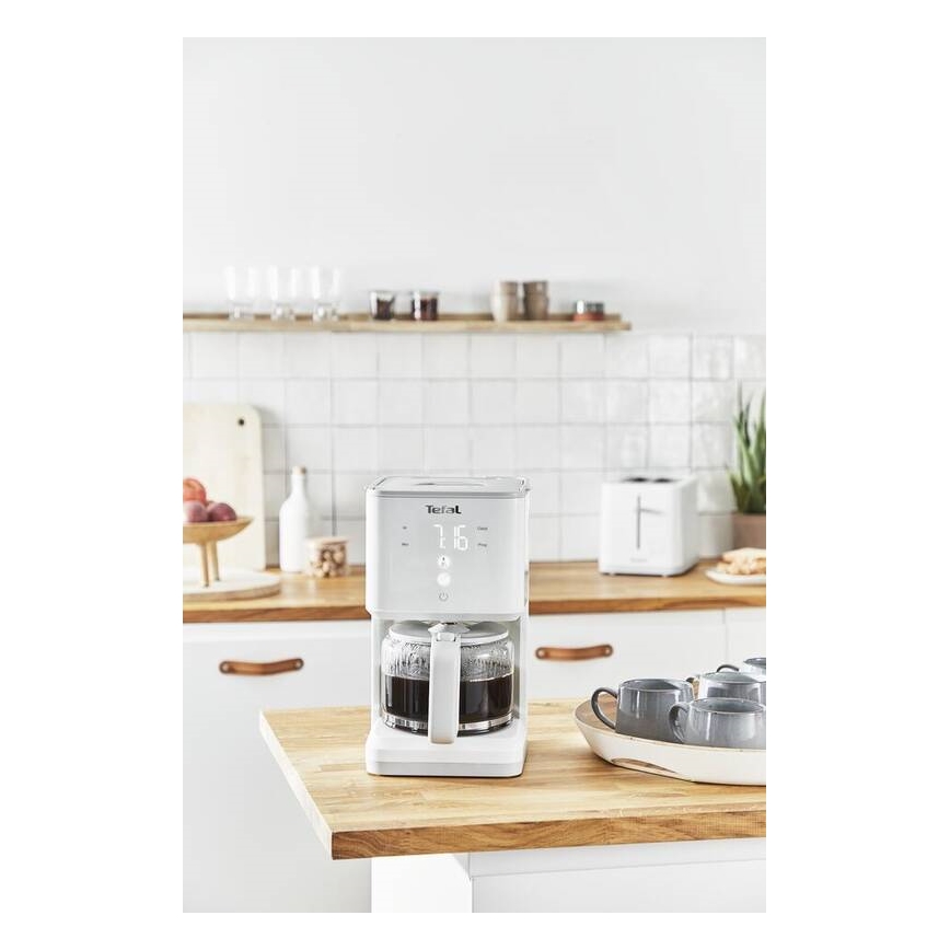 Tefal - Druppel koffiezetapparaat met LCD scherm SENSE 1000W/230V wit