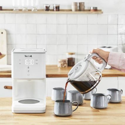 Tefal - Druppel koffiezetapparaat met LCD scherm SENSE 1000W/230V wit
