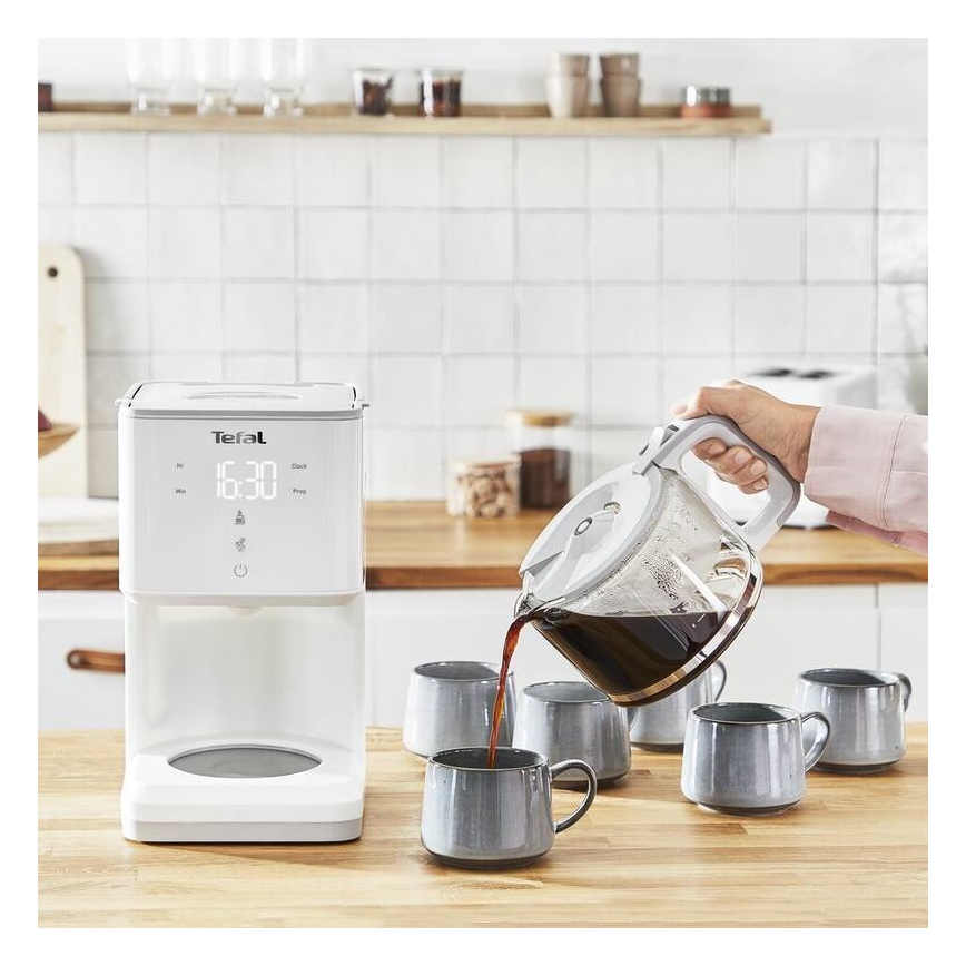 Tefal - Druppel koffiezetapparaat met LCD scherm SENSE 1000W/230V wit