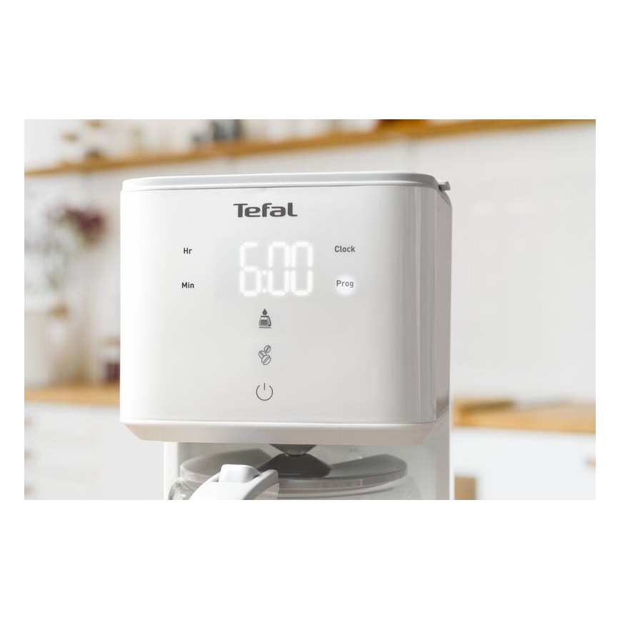Tefal - Druppel koffiezetapparaat met LCD scherm SENSE 1000W/230V wit
