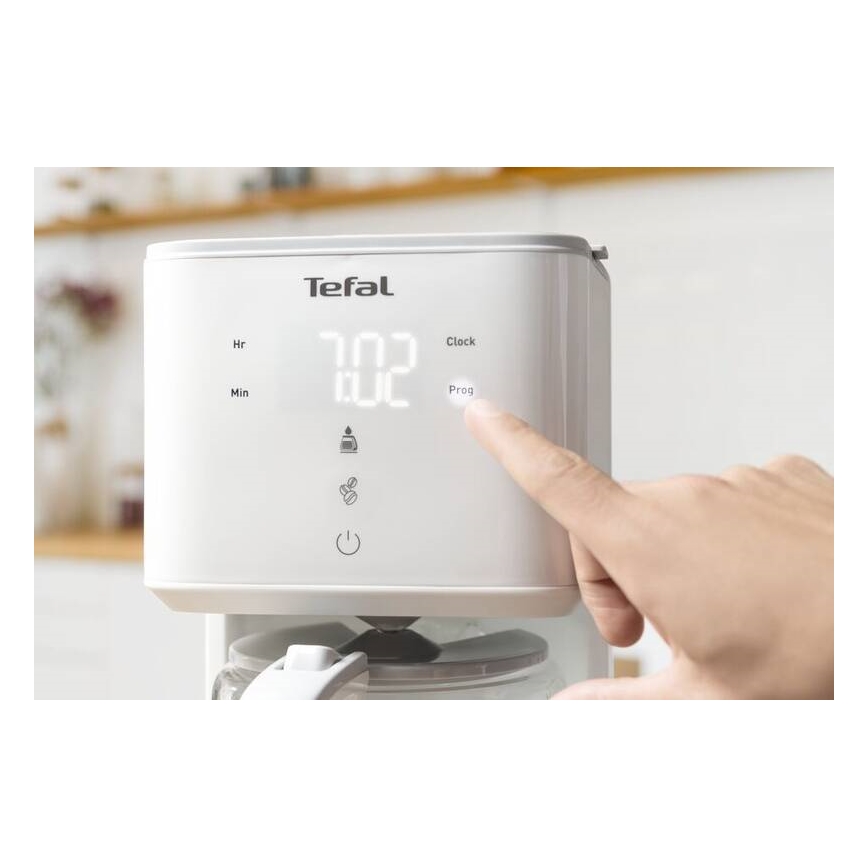 Tefal - Druppel koffiezetapparaat met LCD scherm SENSE 1000W/230V wit
