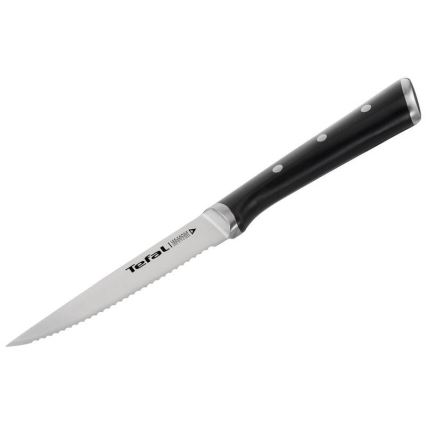 Tefal - Ensemble de 4 couteaux à steak ICE FORCE en acier inoxydable, 11 cm, chrome brillant/noir