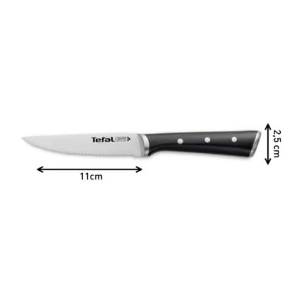 Tefal - Ensemble de 4 couteaux à steak ICE FORCE en acier inoxydable, 11 cm, chrome brillant/noir