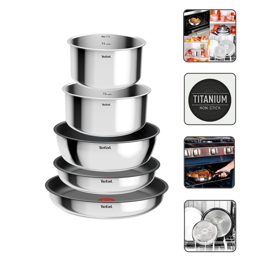 Tefal - Ensemble de 9 pièces INGENIO COOK en inox