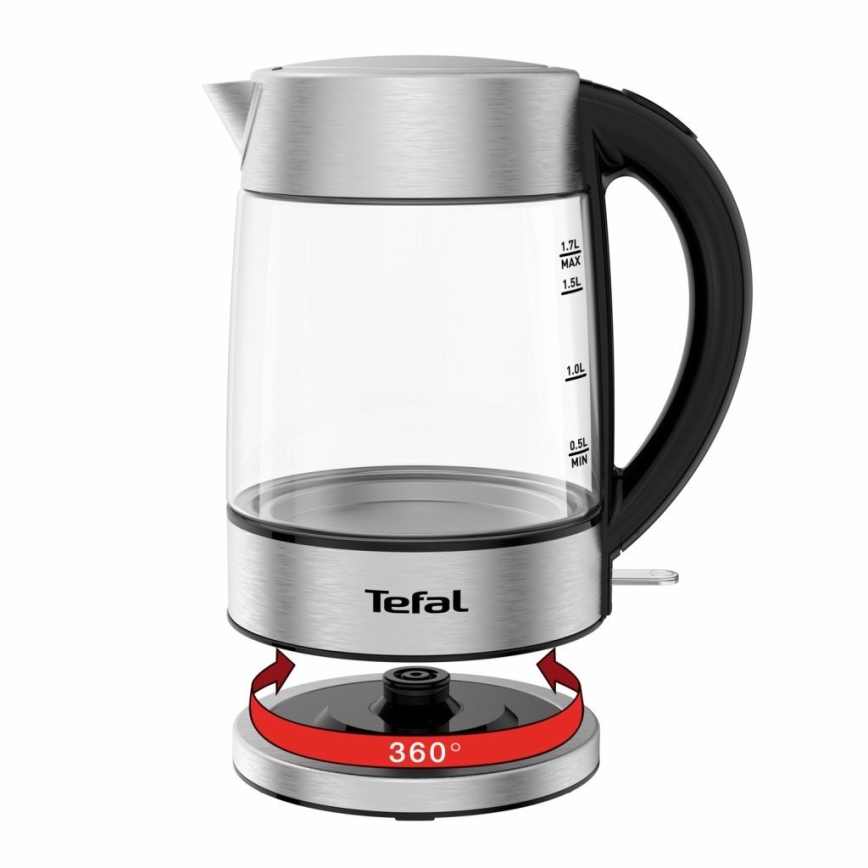 Tefal - Ketel GLASS 1,7 l  2200W/230V mat chroom