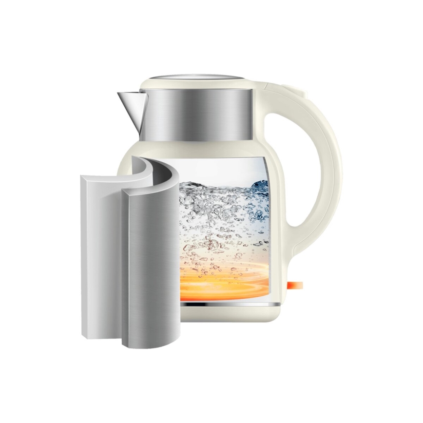 Tefal - Ketel THERMO PROTECT XL 1,9l 1650W/230V roestvrij/wit
