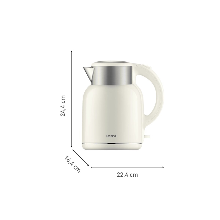Tefal - Ketel THERMO PROTECT XL 1,9l 1650W/230V roestvrij/wit